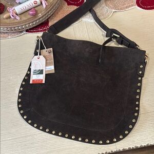 Brown Studded Shoulder Bag